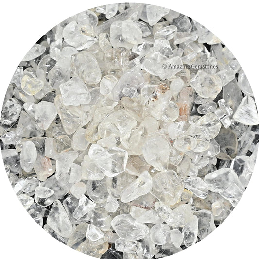 Amazing Gemstone Clear Quartz Crystal Chips Aquarium Gravel Rocks - 1000+ Carat Clear Quartz Chips Bulk Fish Tank Gravel, Small Tumbled Stone Chips and Tiny Crystals for Decoration (Natural AAA Grade)