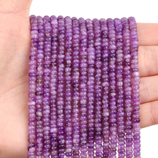 BONNY BOXX 1 Strand (150PCs) Natural 2 * 4mm Amethyst Rondelle Beads, Natural Abacus Disk Stone Beads Loose Spacer Gemstone for DIY Bracelet Necklace Jewelry Making