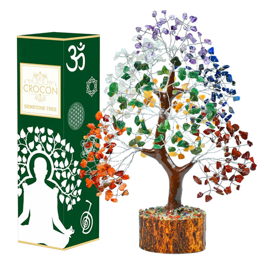 Crocon® 7 Chakra Tree of Life Birthday Gifts for Women Men, Friends for Living Room Decor, Shelf Decor Housewarming Gifts for new Home Spiritual Sister Gift for her Birthday Present mom Grandma