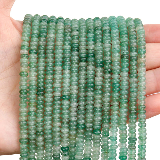 BONNY BOXX 1 Strand (150PCs) Natural 2 * 4mm Green Aventurine Rondelle Beads, Natural Abacus Disk Stone Beads Loose Spacer Gemstone for DIY Bracelet Necklace Jewelry Making