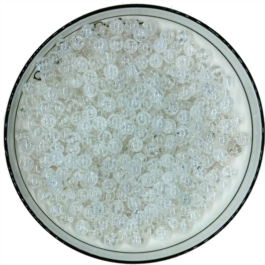 WHNKFB 8mm 50pcs Natural Crackled Clear Quartz Round Beads, Transparent Loose Crystal Beads for Jewelry Making Craft - 4mm 6mm 8mm 10mm Options with Free Elastic Cord