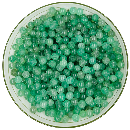 WHNKFB 8mm 50PCS Natural Green Strawberry Quartz Round Beads, Loose Crystal Beads with Strawberry Seed-Like Contents for Jewelry Making Craft - 4mm 6mm 8mm 10mm Options with Free Elastic Cord