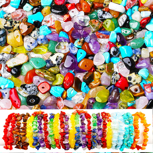 ZHIYUXI 400pcs Beads for Jewelry Making Multicolor 5-8mm Beads Crystal Chips Gemstones Natural Stone Beads Irregular Loose Bulk Beads for Bracelet Making Crystals for Craft DIY Necklace Gifts