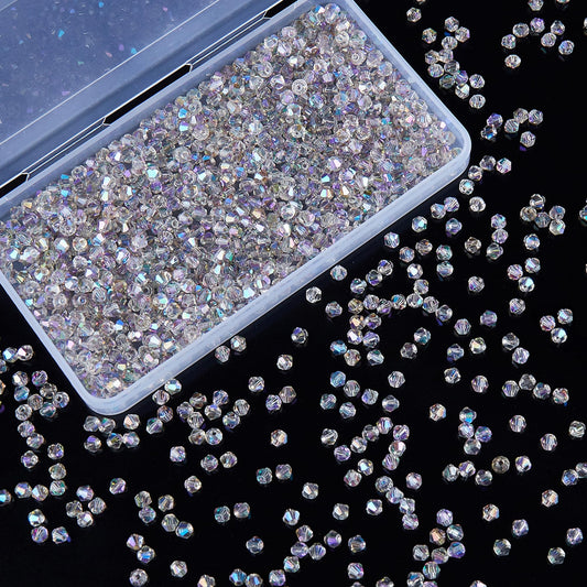 Laopottbeads 1100PCS 4mm Bicone Crystal Glass Beads for Jewelry Making, Sparkling Mini Beads for Suncatchers, DIY Bracelets & Craft Projects (AB Phantom Purple)