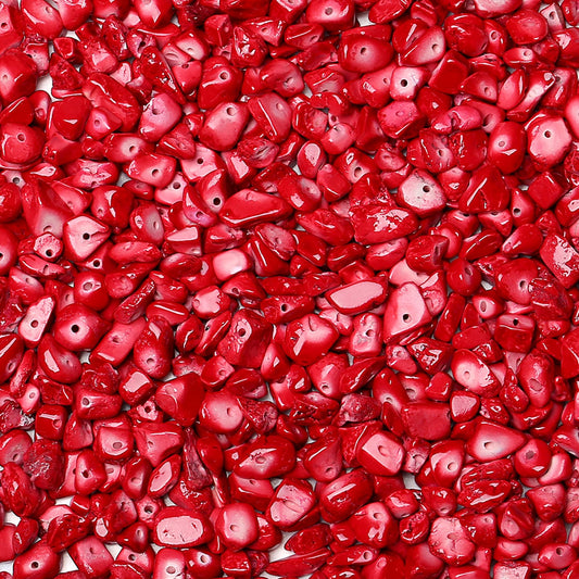 ZHIYUXI 400pcs Red Turquoise Beads 5-8mm Healing Crystals Gemstones for Bracelet Making Irregular Stone Bead for Jewelry Making DIY Craft 2 Strands