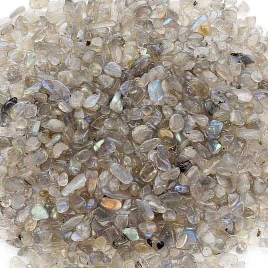 Cherry Tree Collection 1/2 Pound Polished Tumbled Gemstone Chips, Pebbles, Crystal Chips Bulk for Jewelry Making, Healing, Plants, Succulents, Aquariums, Decoration, Chakra (Labradorite)