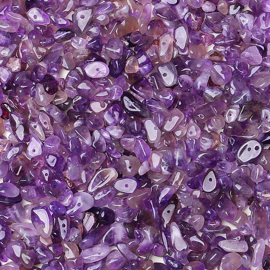 ZHIYUXI 400pcs Amethyst Beads Purple Beads 5-8mm Crystals Gemstones for Bracelet Making 2 Strands Irregular Amethyst Stones Loose Rocks Bead for Jewelry Making Hole Drilled DIY Craft Necklace Gifts
