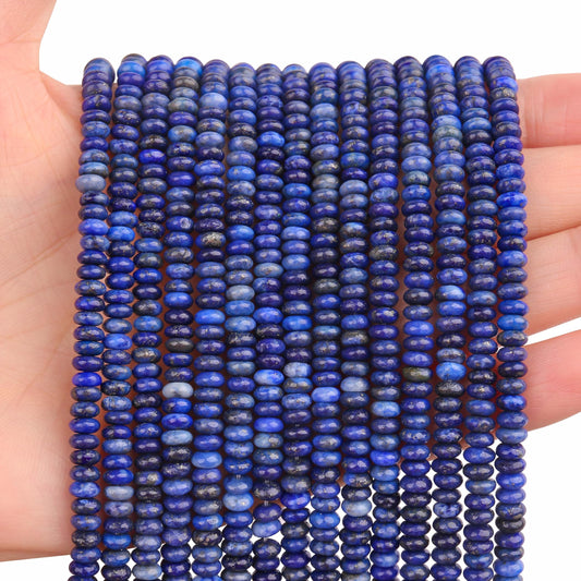 BONNY BOXX 1 Strand (150PCs) Natural 2 * 4mm Lapis Lazuli Rondelle Beads, Natural Abacus Disk Stone Beads Loose Spacer Gemstone for DIY Bracelet Necklace Jewelry Making