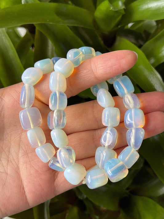 GAF TREASURES Opalite Crystal Nugget Bracelet, Genuine Opalite Tumbled Gemstone Bracelet, Healing Crystal Bracelet, Gift for Men & Women (1)