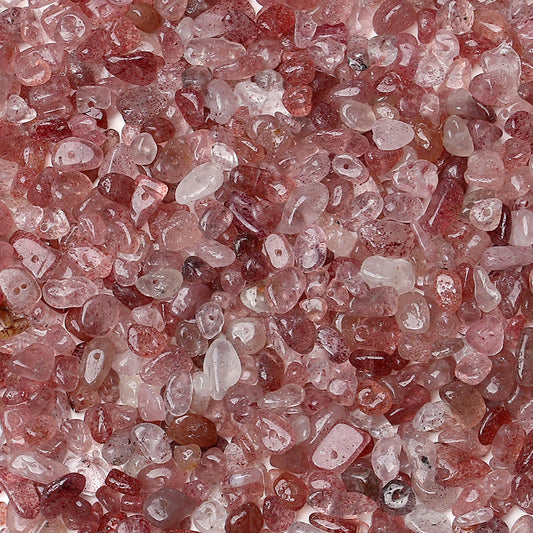 ZHIYUXI 400pcs Strawberry Quartz Beads 5-8mm Crystals Gemstones for Bracelet Making 2 Strands Irregular Stone Loose Rocks Bead for Jewelry Making Hole Drilled Natural Chips DIY Necklace Craft Gifts