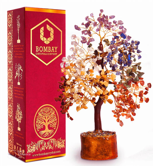 Crystal Tree of Life - 7 Chakra Healing Crystal Bonsai Tree for Home & Office Decor | Handmade Gemstone Money Tree for Positive Energy, Good Luck & Wealth | Spiritual Birthday Gift for Women & Mom