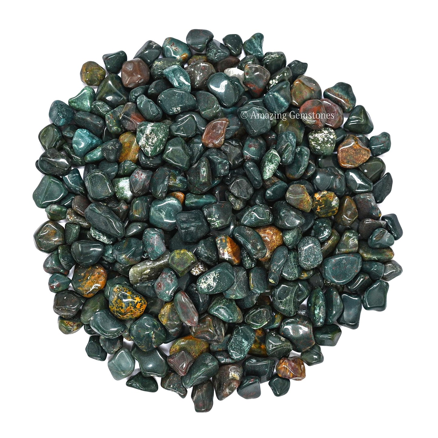 Amazing Gemstone Bloodstone Crystal Chips Aquarium Gravel Rocks - Bloodstone Chips Bulk Fish Tank Gravel, Small Tumbled Stone Chips and Tiny Crystals for Decoration (Natural AAA Grade Gemstones)