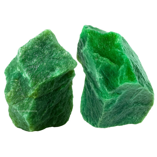 Amazing Gemstone Dark Green Aventurine Raw Crystals and Healing Stones, Natural Rocks for Tumbling - DIY Raw Stones and Crystals, 2 Pieces
