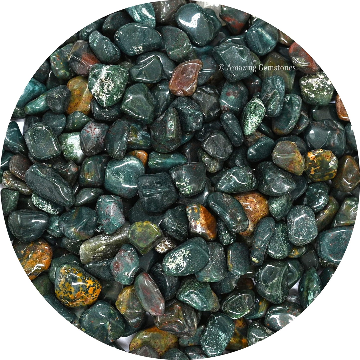 Amazing Gemstone Bloodstone Crystal Chips Aquarium Gravel Rocks - Bloodstone Chips Bulk Fish Tank Gravel, Small Tumbled Stone Chips and Tiny Crystals for Decoration (Natural AAA Grade Gemstones)