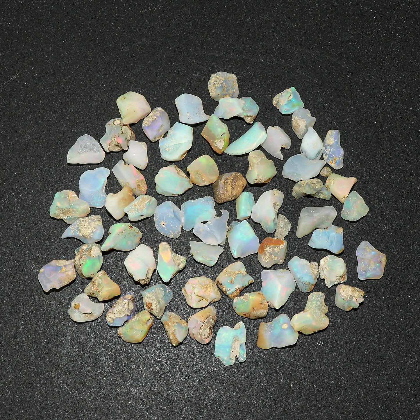 CRYSTALINES (100cts) Natural Raw Ethiopian Opal Gemstone, Wholesale Rough Stones, Loose Supplies, DIY Crafts, Jewelry Making, Mate-Finish Unpolished Stones, Healing Crystals, (Approx 55+pcs)