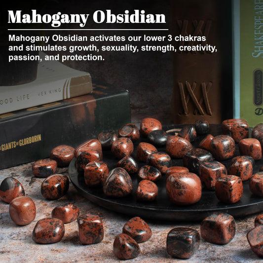 Crocon 1LB Mahogany Obsidian Tumbled Stones and Crystals Bulk 2000+ Carats Natural Crystal Kit for Reiki Healing Crystal Polished, Tumble Stones, Chakra Balancing, Gift, Home Decor Size : 20-25 mm