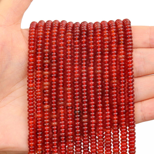 BONNY BOXX 1 Strand (150PCs) Natural 2 * 4mm Carnelian Rondelle Beads, Natural Abacus Disk Stone Beads Loose Spacer Gemstone for DIY Bracelet Necklace Jewelry Making