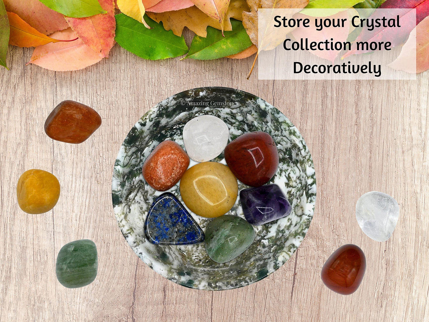 Tree Agate Crystal Bowl - 2 Inch Decorative Bowls for Room and Home Decor - Gemstone Healing Crystals for Elegant Display, Positive Energy Balance and Gift