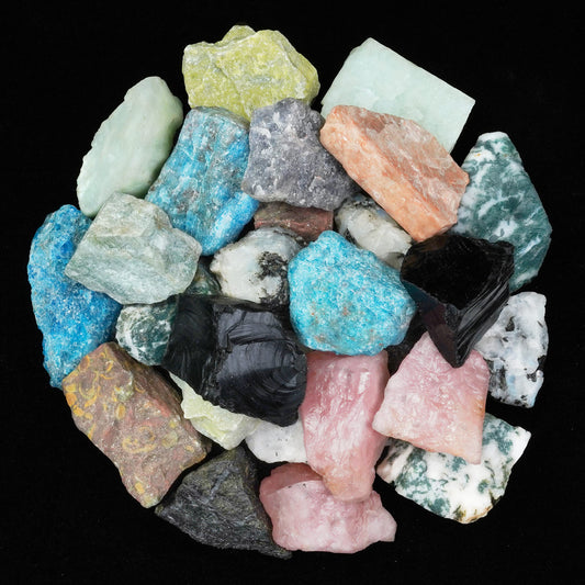 ZAICUS Assorted Raw Stones and Crystals, Rough Gemstones Bulk, Tumbling Bulk, Jewelry Making, Polishing, Cabbing, Lapidary, Fountain Rocks, Decoration, Wire Wrapping, Gem Mining, Reiki Healing 1 lb