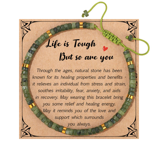 JoycuFF Bracelets for Women, Inspirational Gifts Bracelets for Women, Natural Stone Healing Bracelet, Get Well Gifts for Women Mom Daughter Wife Friend