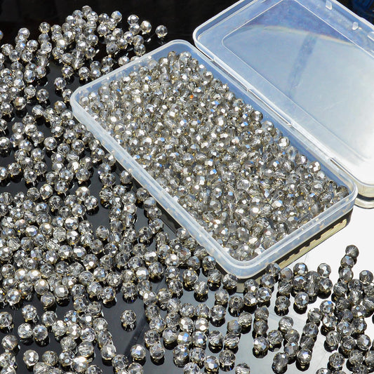 Laopottbeads 500Pcs 6mm Crystal Glass Beads for Jewelry Making Beads for Bracelets Necklace Pendants Making Supplies(Gray)