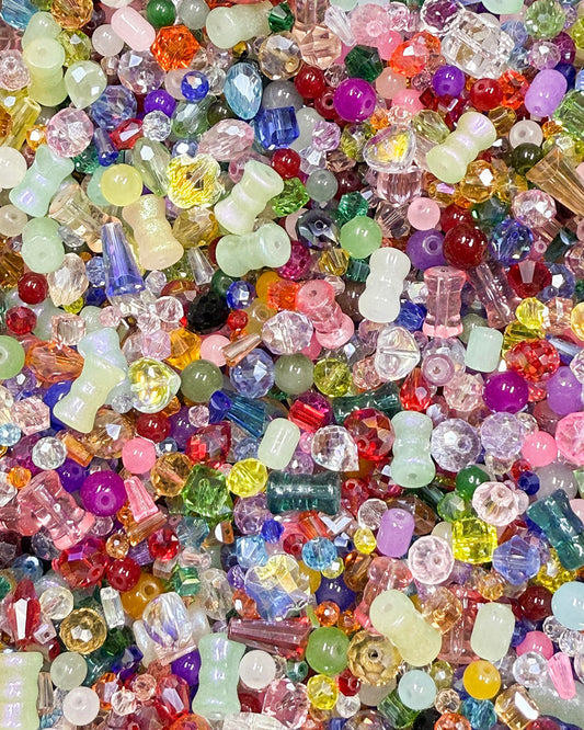 Laopottbeads One Pound Assorted Glass Beads for Jewelry Making, 2-16mm Colorful Crystal Beads for Bracelets, Crafts, DIY Art, Bulk Jewelry Making Supplies