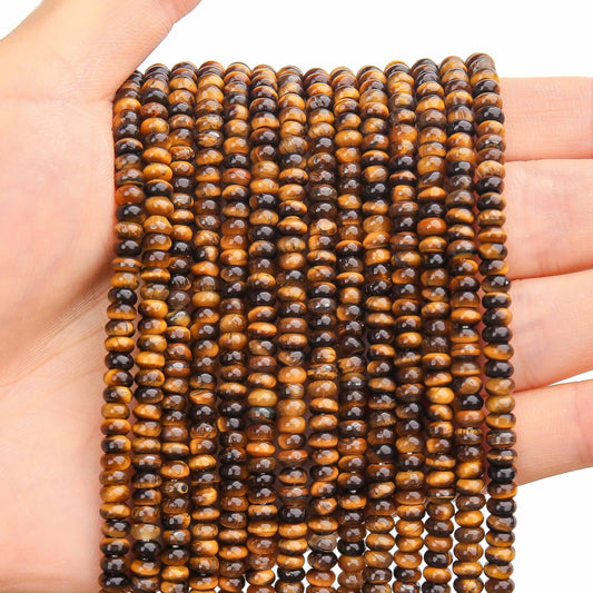 BONNY BOXX 1 Strand (150PCs) Natural 2 * 4mm Classic Tiger Eye Rondelle Beads, Natural Abacus Disk Stone Beads Loose Spacer Gemstone for DIY Bracelet Necklace Jewelry Making