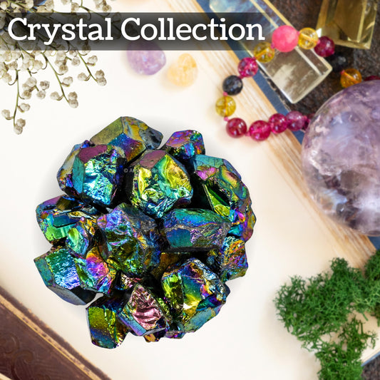 Amazing Gemstone Titanium Aura Quartz Raw Crystals and Healing Stones, Natural Rocks for Meditation and DIY Raw Stones and Crystals (1 lb)