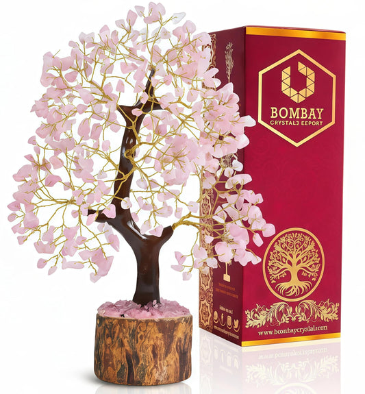 BOMBAY CRYSTALS EXPORT Rose Quartz Crystal Tree of Life – Handmade Healing Gemstone Money Tree for Positive Energy, Good Luck & Prosperity | Home & Office Decor | Gift for Women & Mom