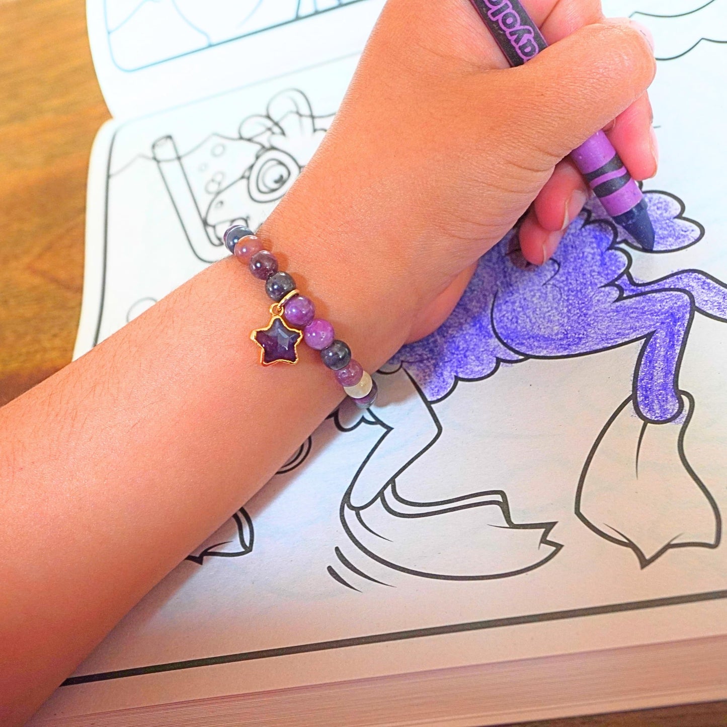 Multi Sapphire Bracelet Birthday Favors for Kids, Toddler Bracelet with Certified 925 Sterling Silver 18K Gold Vermeil Amethyst Crystal Star Charm