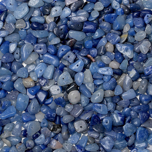 ZHIYUXI 400pcs Blue Aventurine Beads 5-8mm Healing Crystals Gemstones for Bracelet Making 2 Strands Irregular Stone Loose Rocks Bead for Jewelry Making Hole Drilled DIY Necklace Craft Gifts