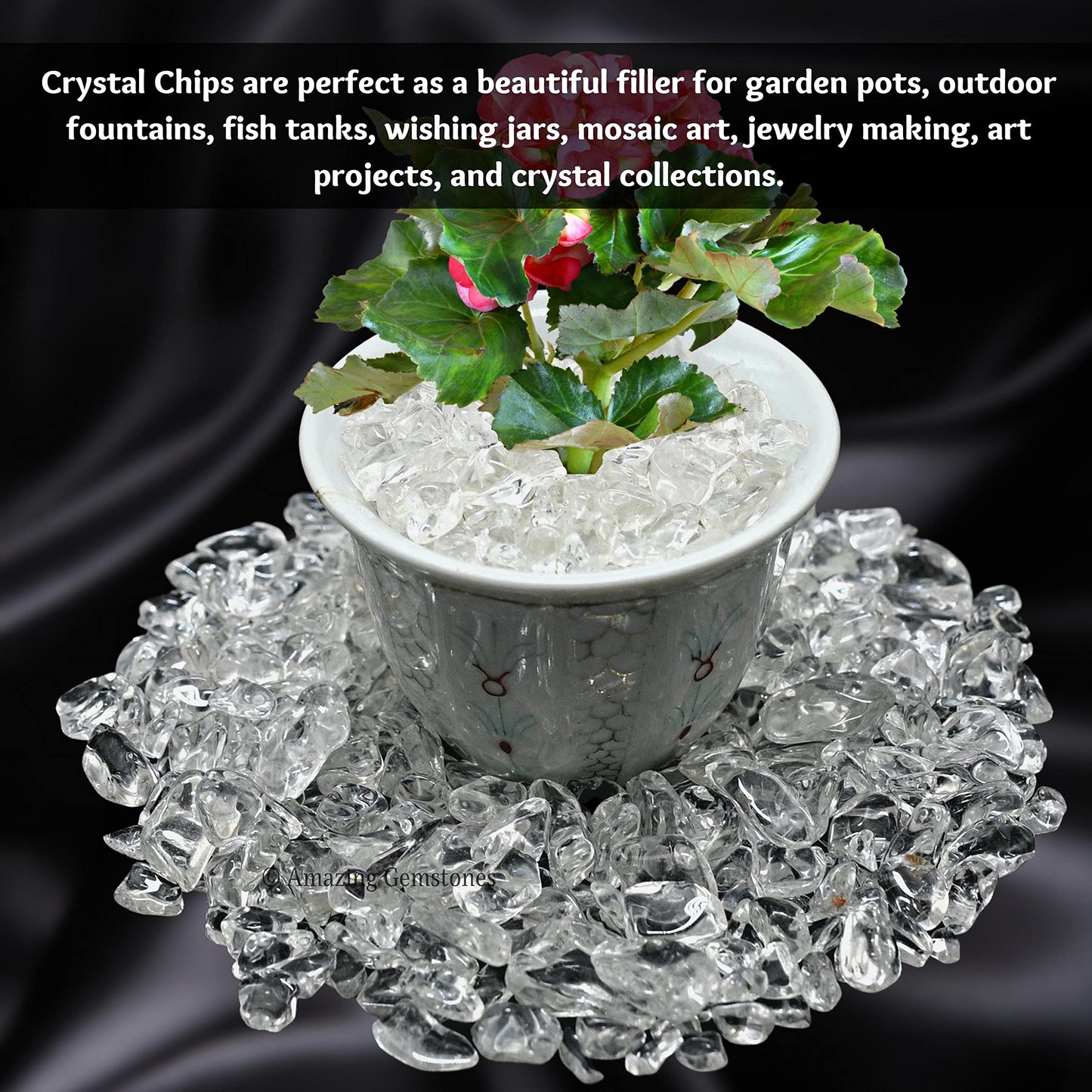 Amazing Gemstone Clear Quartz Crystal Chips and Rocks - Aquarium Gravel Bulk, Small Tumbled Stones and Tiny Crystals for Fish Tank Decoration (Natural AAA Grade Gemstones)