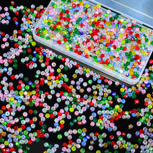 Laopottbeads 1200Pcs 4mm Colors Random Crystal Glass Beads for Jewelry Making Beads for Bracelets Necklace Pendants Making Supplies(Mixed Colors)
