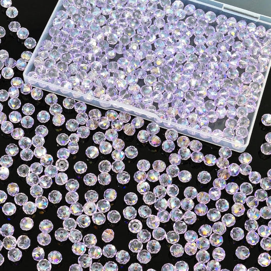 Laopottbeads 460Pcs 8mm Crystal Glass Beads for Jewelry Making Beads for Bracelets Necklace Pendants Making Supplies(Light Purple)