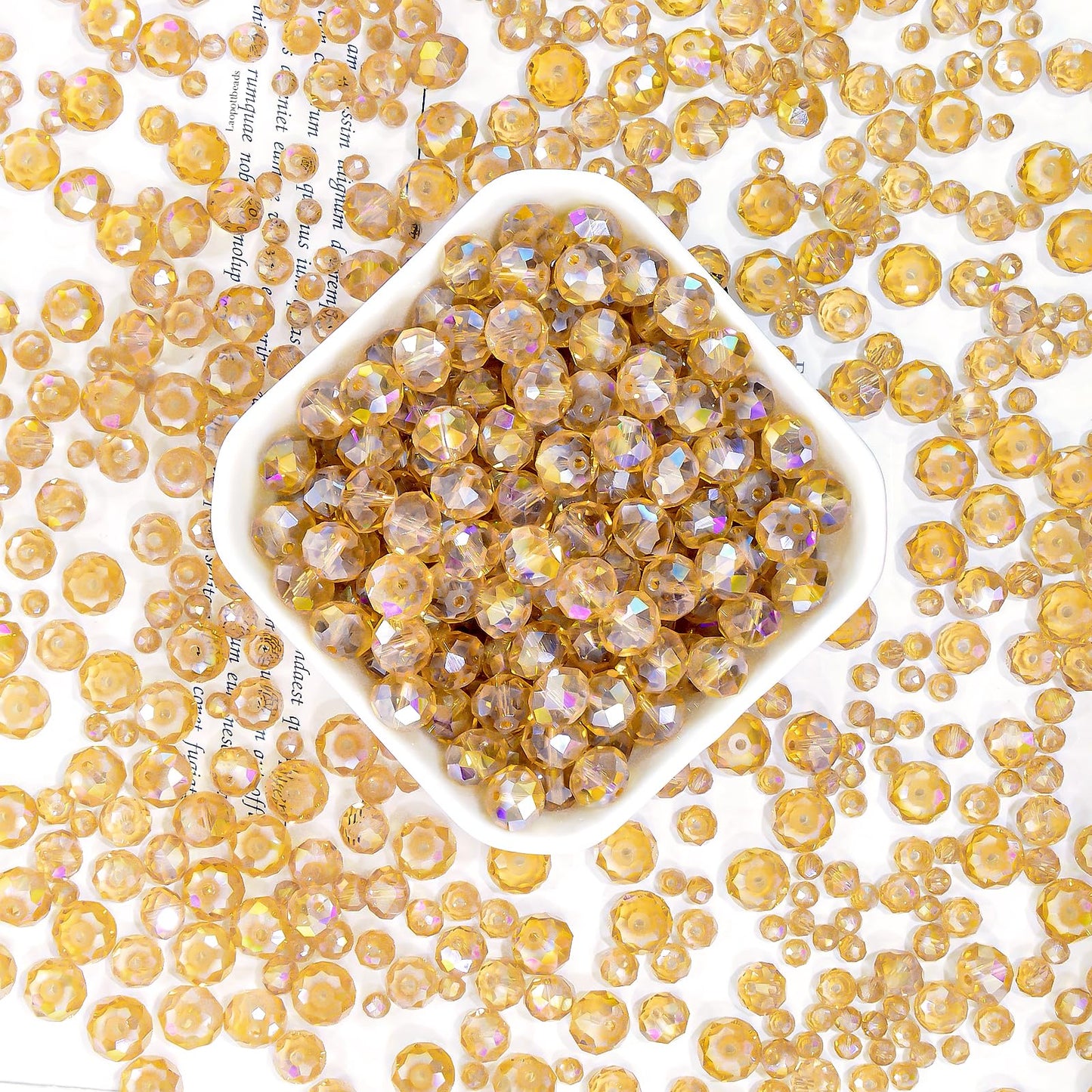 Laopottbeads 1200 Pcs 4mm Round Crystal Glass Beads for DIY Jewelry, Ideal for Bracelets, Necklaces, Pendants, and Handmade Craft Projects(Gold Champagne)