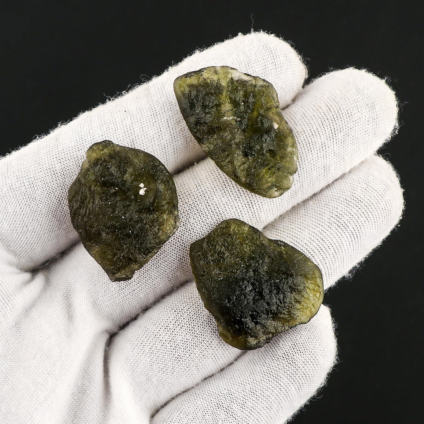 CRYSTALIS 3pcs, 20-25mm Raw Synthetic Moldavite, High Grade Loose Gemstone Wholesale Bulk Rough Jewelry Making Supply, Chakra Stones, Wire Wrapping, DIY, Gem Collection