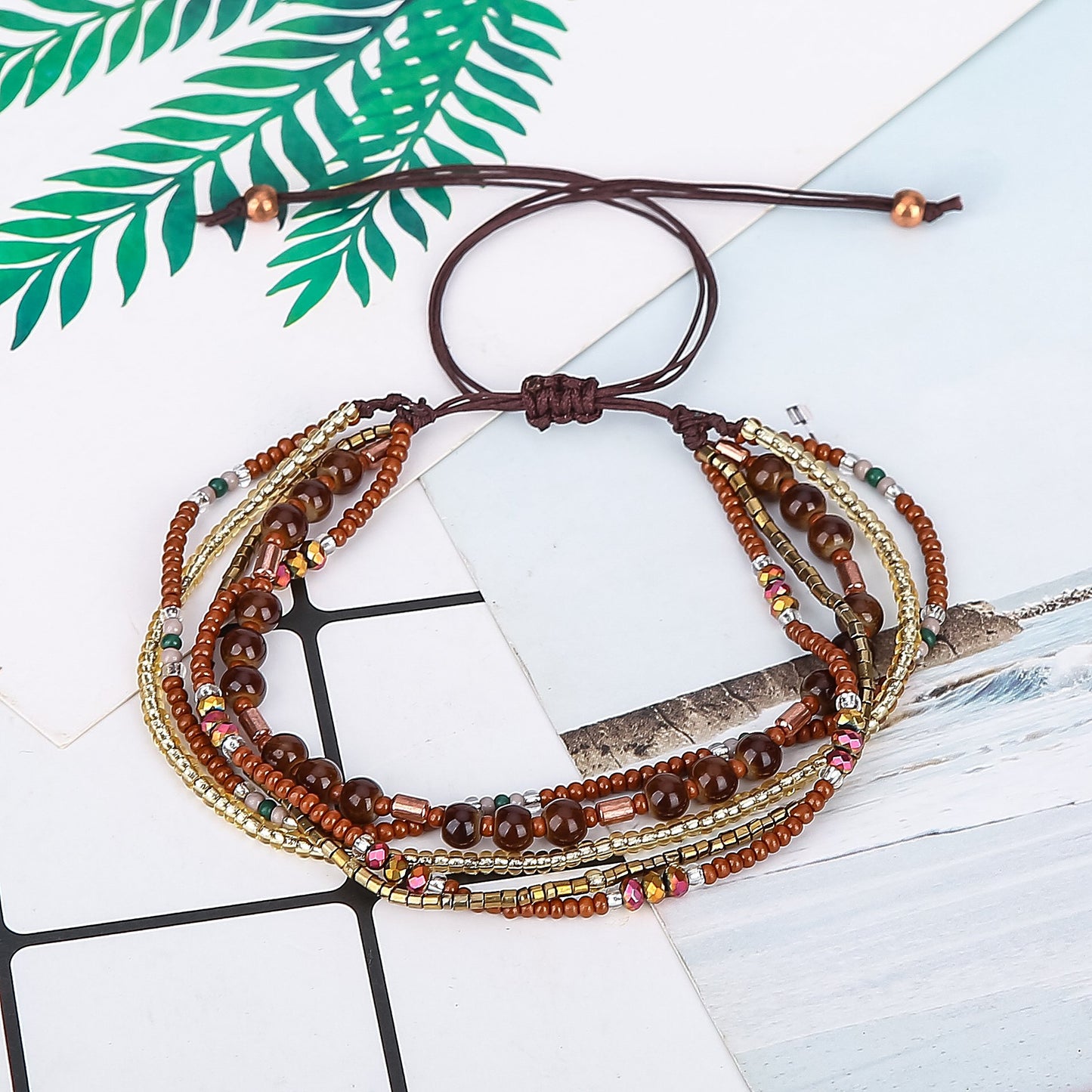 JOYA GIFT Handmade Adjustable Wrap Bracelet Bohemian String Braided Beads Anklets Gifts for Women