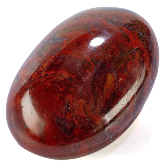 KALIFANO Red Jasper Palm Stone with Healing & Calming Effects - AAA+ High Energy Piedra de Chestnut Jaspe Rojo Reiki Worry Crystal Used for Grounding and Vitality (Information Card Included)