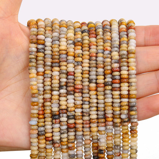 BONNY BOXX 1 Strand Natural 2 * 4mm Crazy Lace Agate Rondelle Beads, Natural Abacus Disk Stone Beads Loose Spacer Gemstone for DIY Bracelet Necklace Jewelry Making
