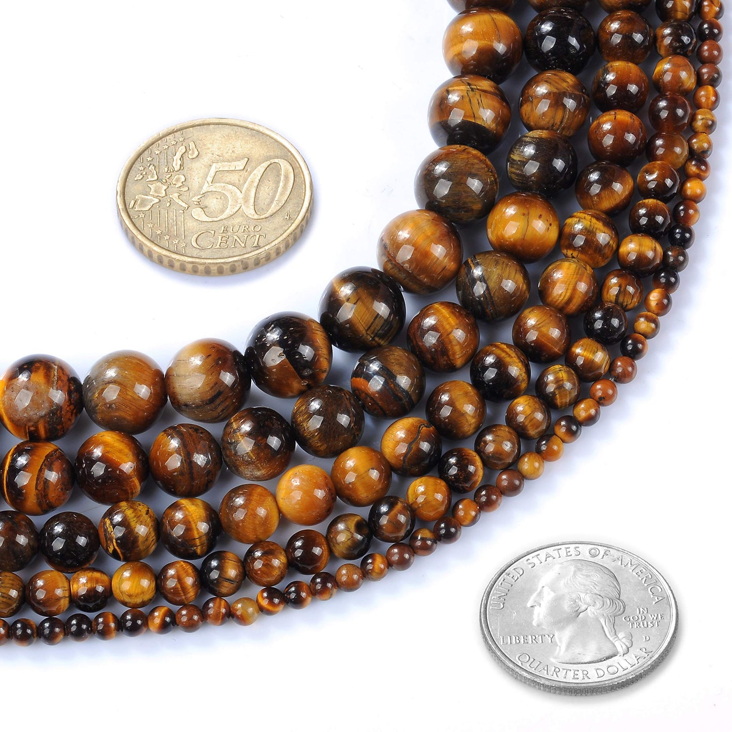 Natural Stone Beads 10mm Yellow Tiger Eye Gemstone Round Loose Beads Crystal Energy Stone Healing Power for Jewelry Making DIY,1 Strand 15"