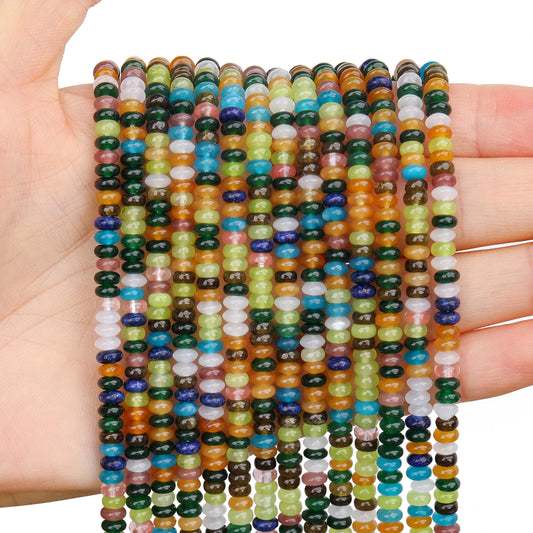 BONNY BOXX 1 Strand (150PCs) Natural 2 * 4mm Colorful Rondelle Beads, Natural Abacus Disk Stone Beads Loose Spacer Gemstone for DIY Bracelet Necklace Jewelry Making