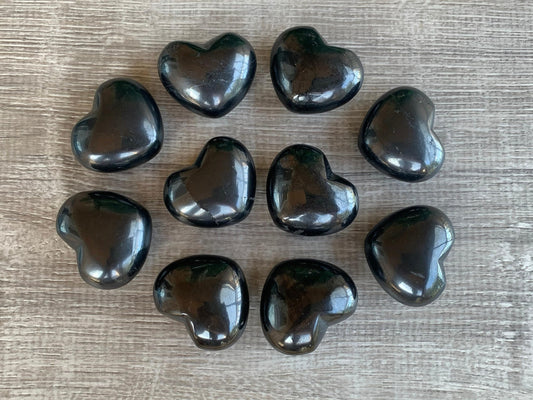 GAF TREASURES Shungite Gemstone Hearts, Polished Shungite Puffy Hearts, Shungite Crystal Palm Stone, Shungite Healing Crystal Hearts (1 Heart)
