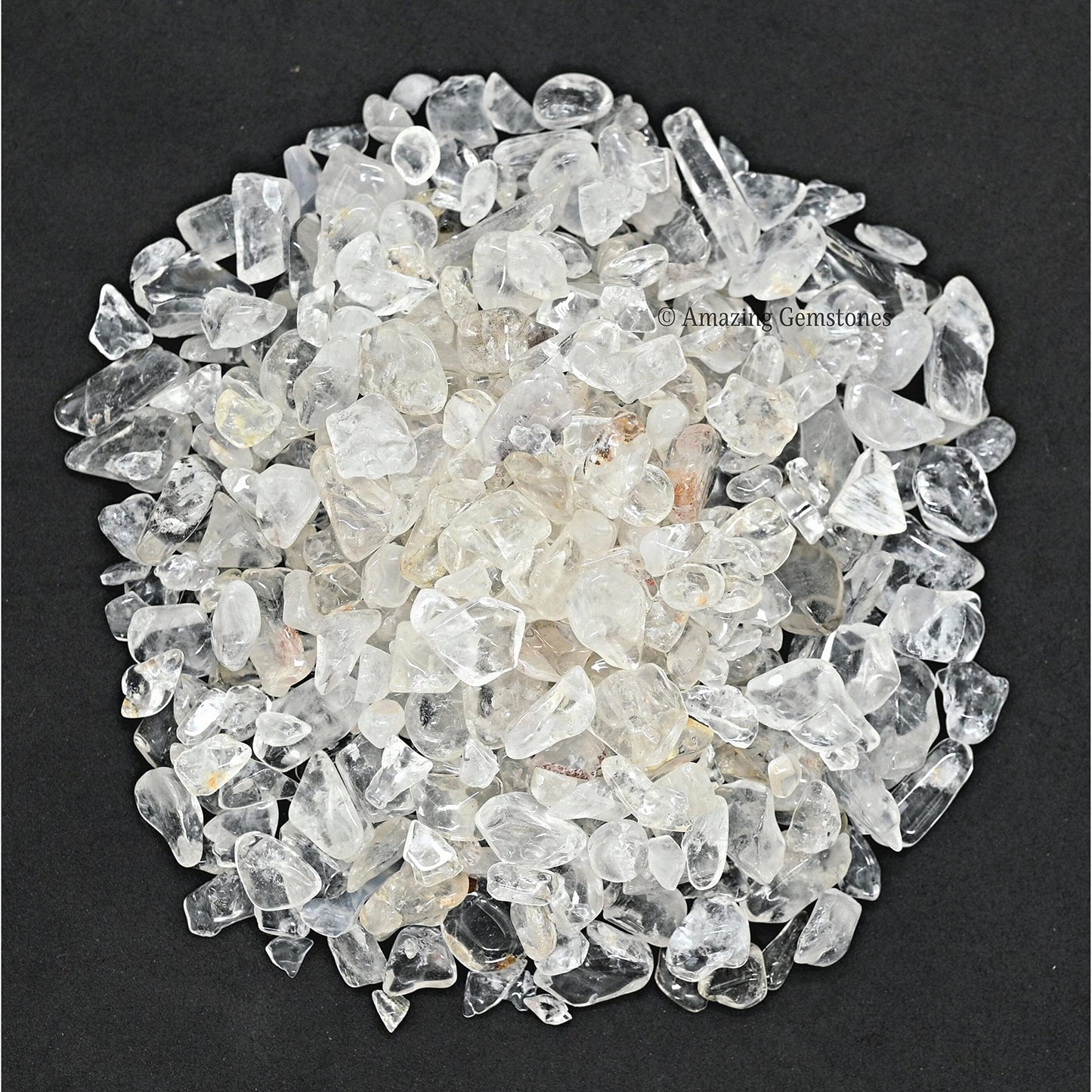 Amazing Gemstone Clear Quartz Crystal Chips Aquarium Gravel Rocks - 1000+ Carat Clear Quartz Chips Bulk Fish Tank Gravel, Small Tumbled Stone Chips and Tiny Crystals for Decoration (Natural AAA Grade)