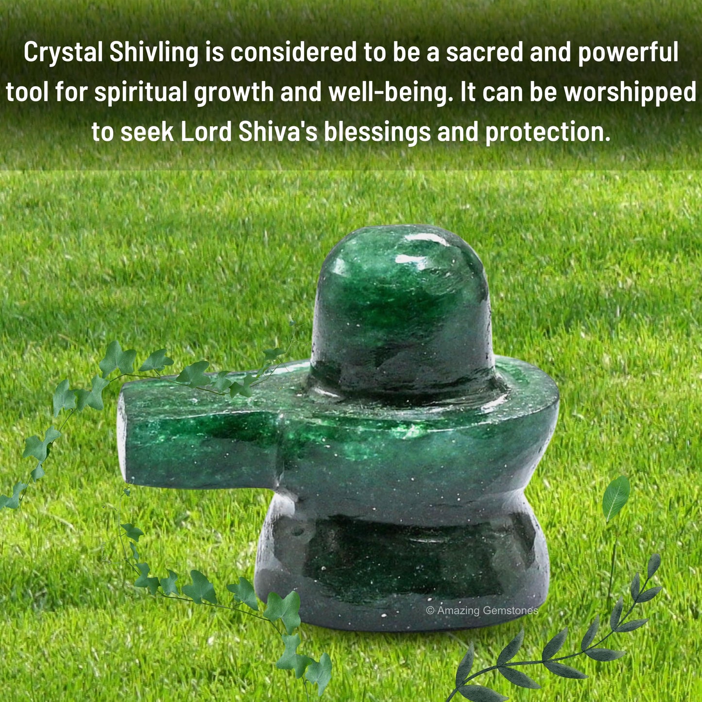 Amazing Gemstone Shiva Lingam Stone Green Aventurine Crystal - Shivling for Pooja, Home Office Room Decor made of Healing Crystals and Healing Stones - Adiyogi Shiva Lingams