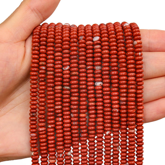 BONNY BOXX 1 Strand (150PCs) Natural 2 * 4mm Red Jasper Rondelle Beads, Natural Abacus Disk Stone Beads Loose Spacer Gemstone for DIY Bracelet Necklace Jewelry Making