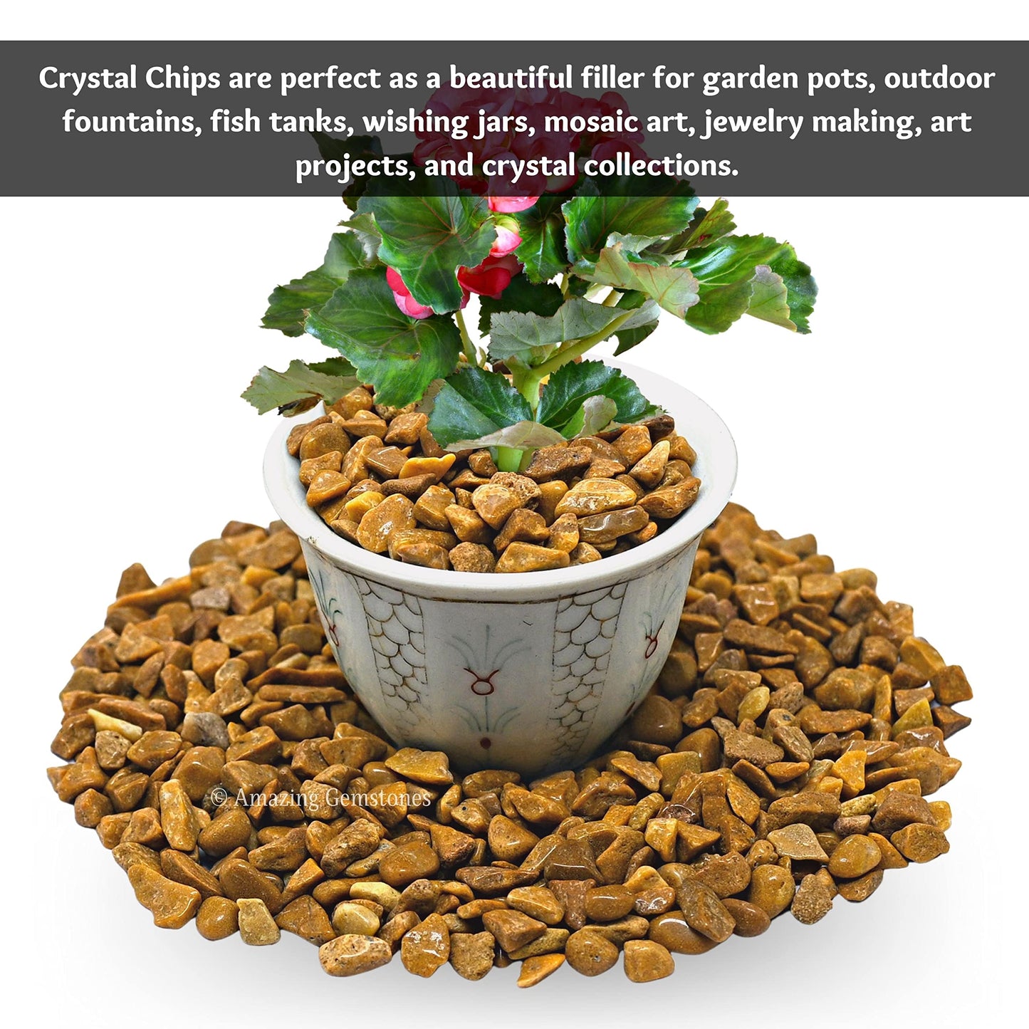 Yellow Jasper Crystal Chips Aquarium Gravel Rocks - Amethyst Chips Bulk Fish Tank Gravel, Small Tumbled Stone Chips and Tiny Crystals for Decoration (Natural AAA Grade Gemstones)