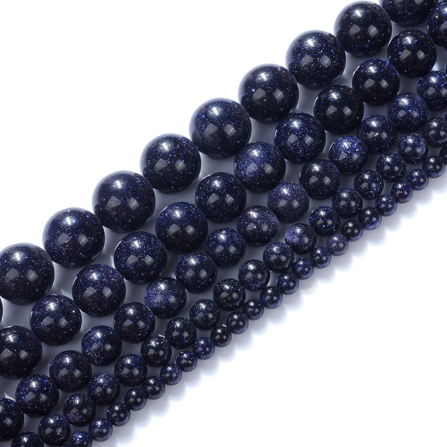 Natural Stone Beads 10mm Blue Sand Stone Round Loose Beads Crystal Energy Stone Healing Power for Jewelry Making DIY,1 Strand 15"