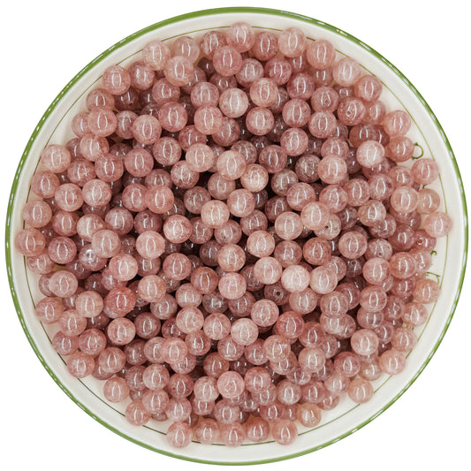 WHNKFB 10mm 50PCS Natural Strawberry Quartz Round Beads, Loose Crystal Beads with Strawberry Seed-Like Contents for Jewelry Making Craft - 6mm 8mm 10mm Options with Free Elastic Cord