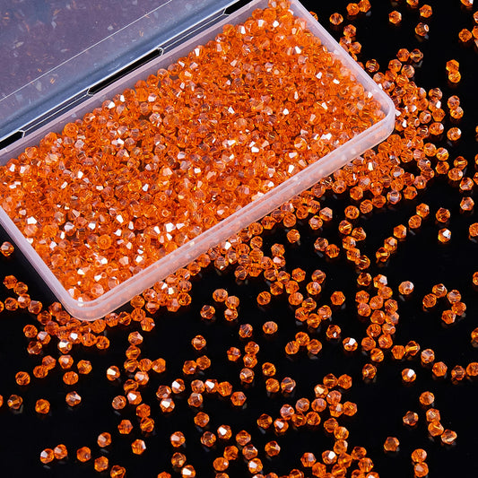 Laopottbeads 1100PCS 4mm Bicone Crystal Glass Beads for Jewelry Making, Sparkling Mini Beads for Suncatchers, DIY Bracelets & Craft Projects (Orange)