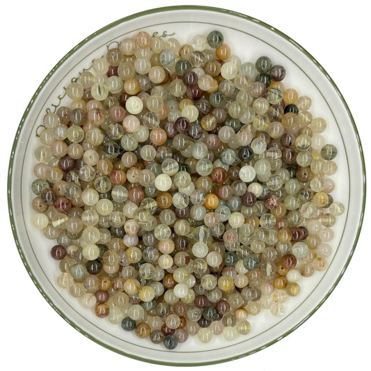 WHNKFB 8mm 50PCS Natural Mixed Rutilated Quartz Round Beads, Colorful Loose Crystal Beads for Jewelry Making Craft - 4mm 6mm 8mm Options with Free Elastic Cord